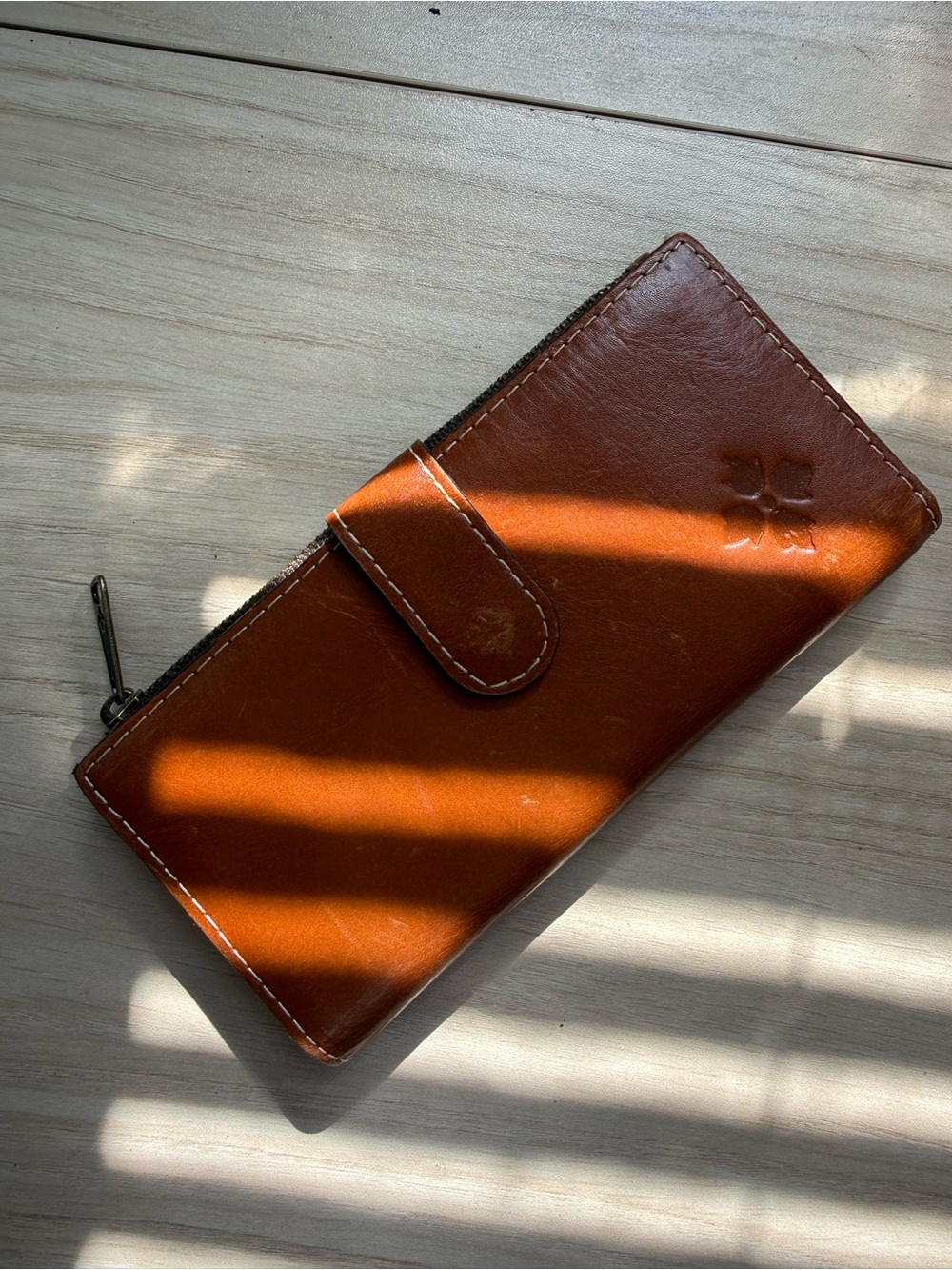 Patricia Nash Burnished Brown Leather Zip Wallet